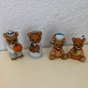 Vintage Homco Thanksgiving Bears Set Of 4 Porcelain Figurines NWT